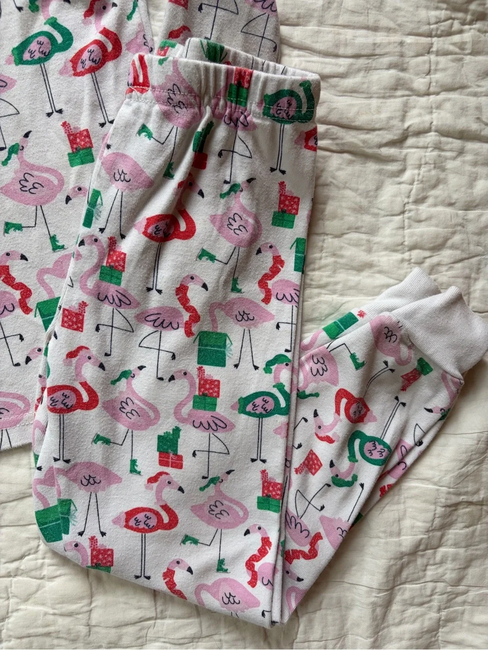 Janie and Jack Christmas Flamingo Print Long Sleeve Pajama Set